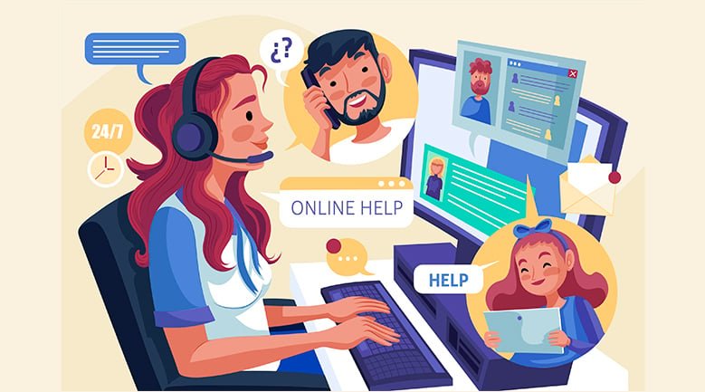 agente de servicio al cliente ayudando eficientemente