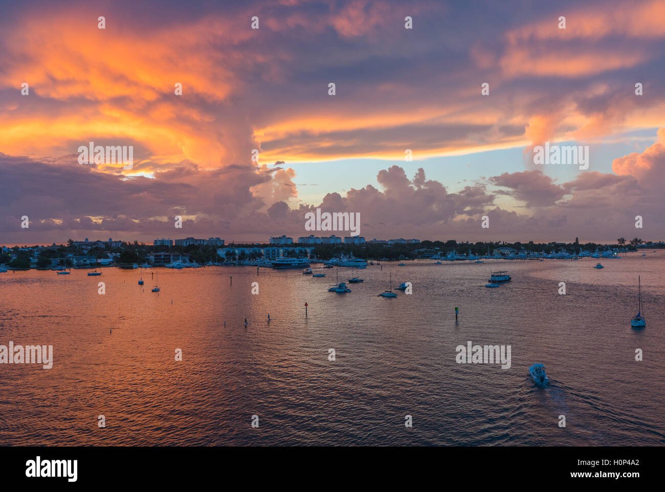 atardecer en el lago de lake worth