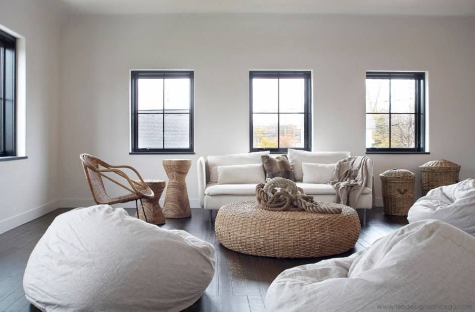 bean bag chairs in cozy living room