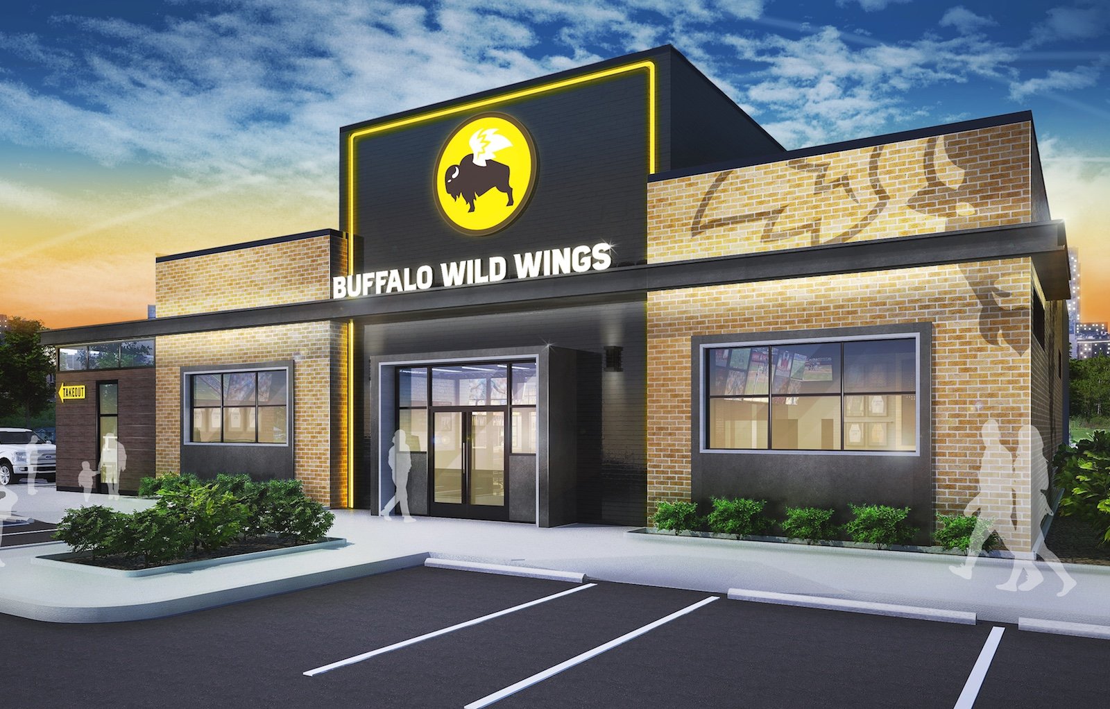 buffalo wild wings restaurant with open sign