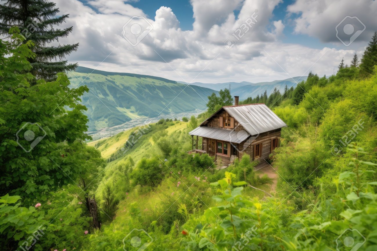 cabana de montana rodeada de naturaleza