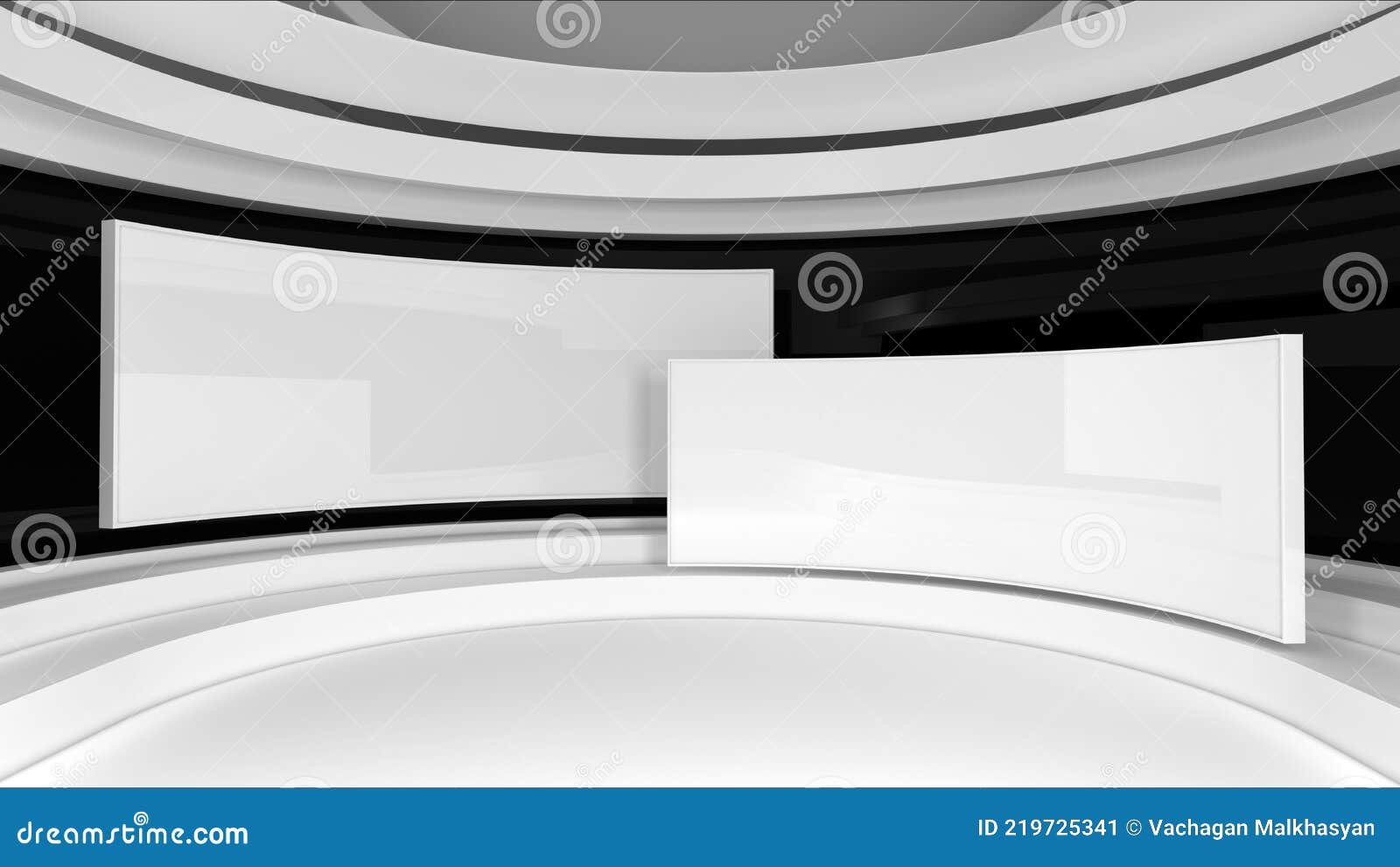 estudio de television con pantalla en blanco