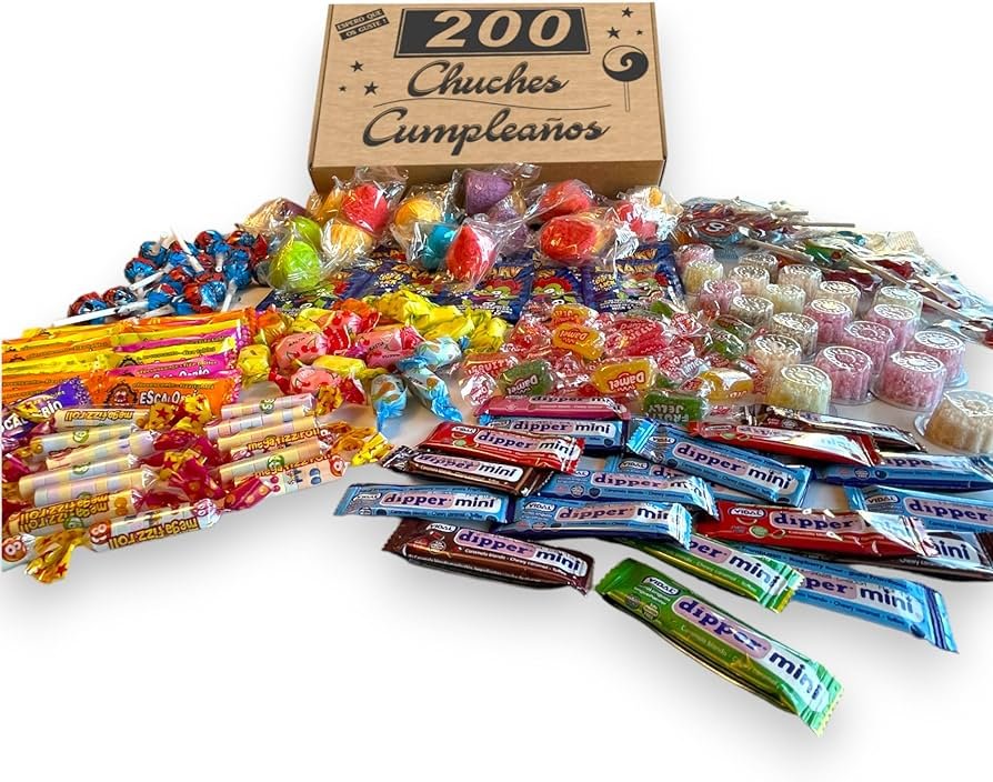 golosinas variadas en una balanza