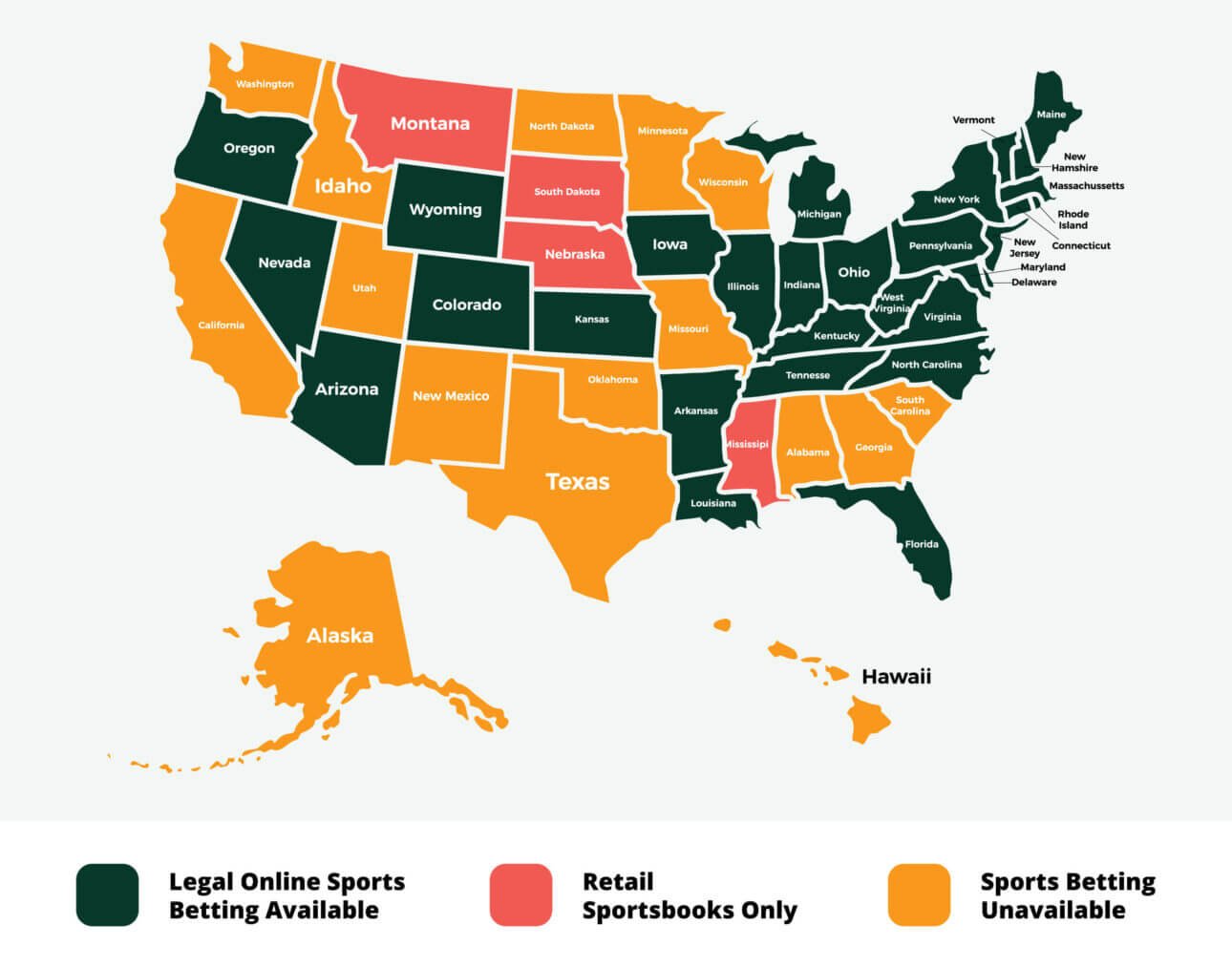 mapa de estados con apuestas legales