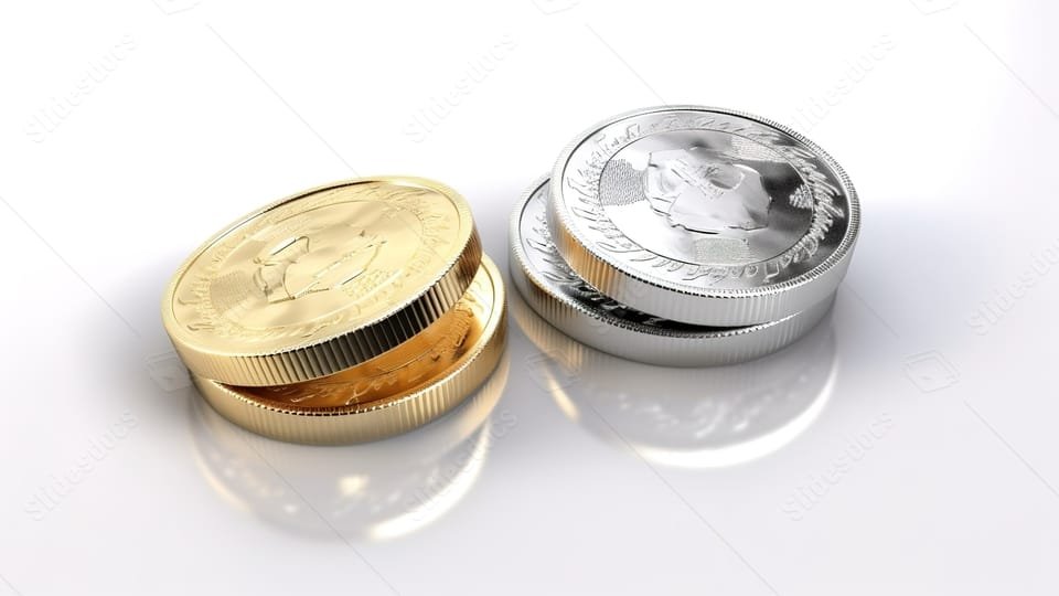 monedas de oro y plata brillantes 1