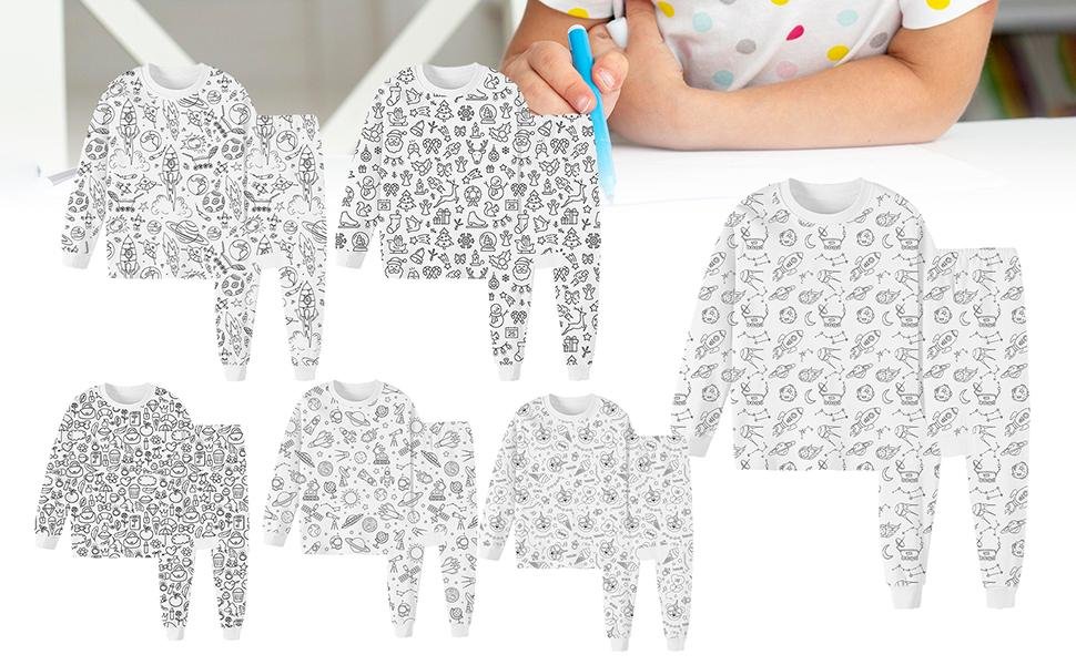 ninos felices pintando sus propias pijamas