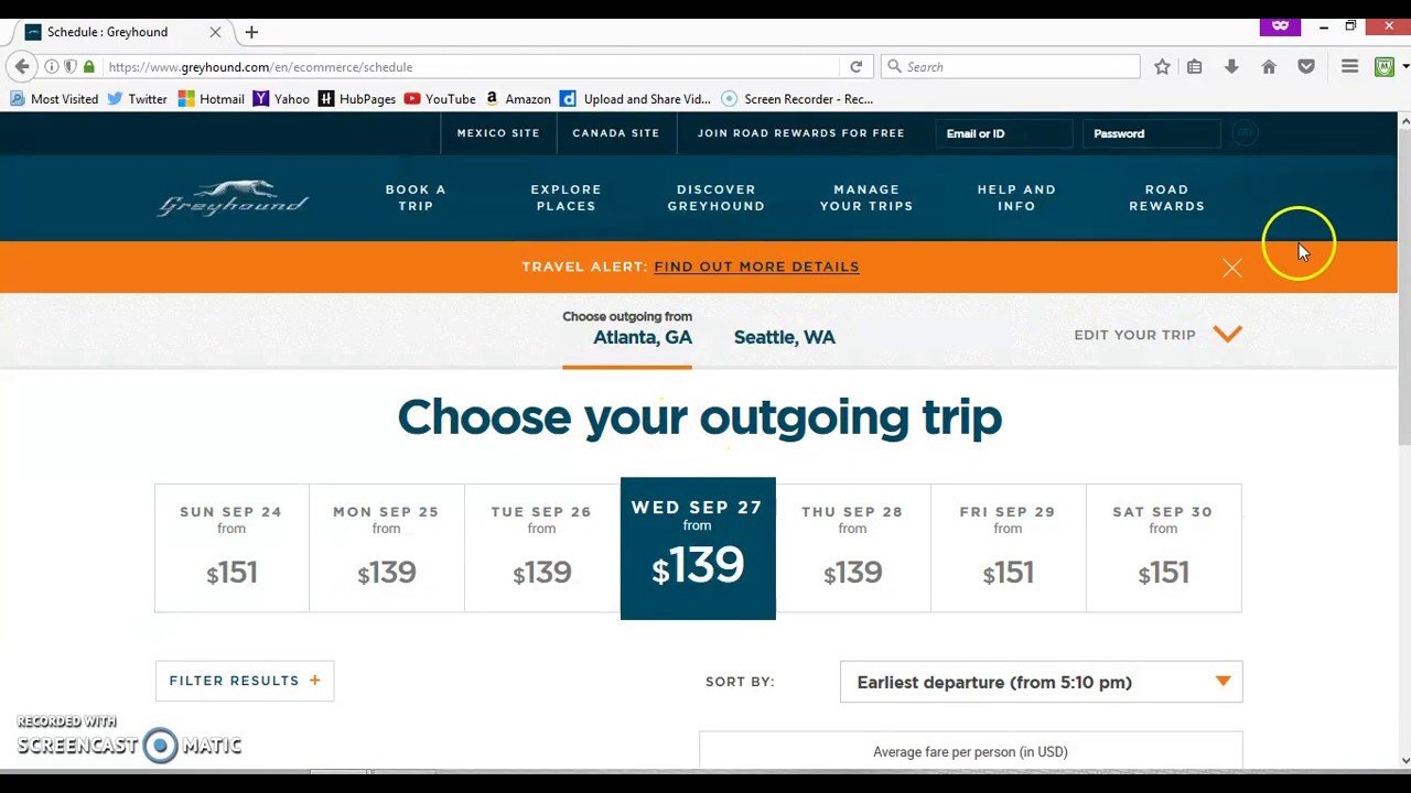 person buying greyhound bus tickets online