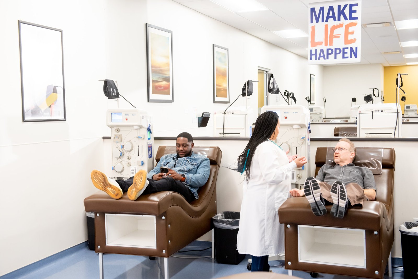 person donating plasma in biolife center scaled