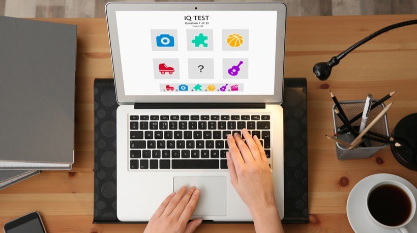 person taking an online iq test