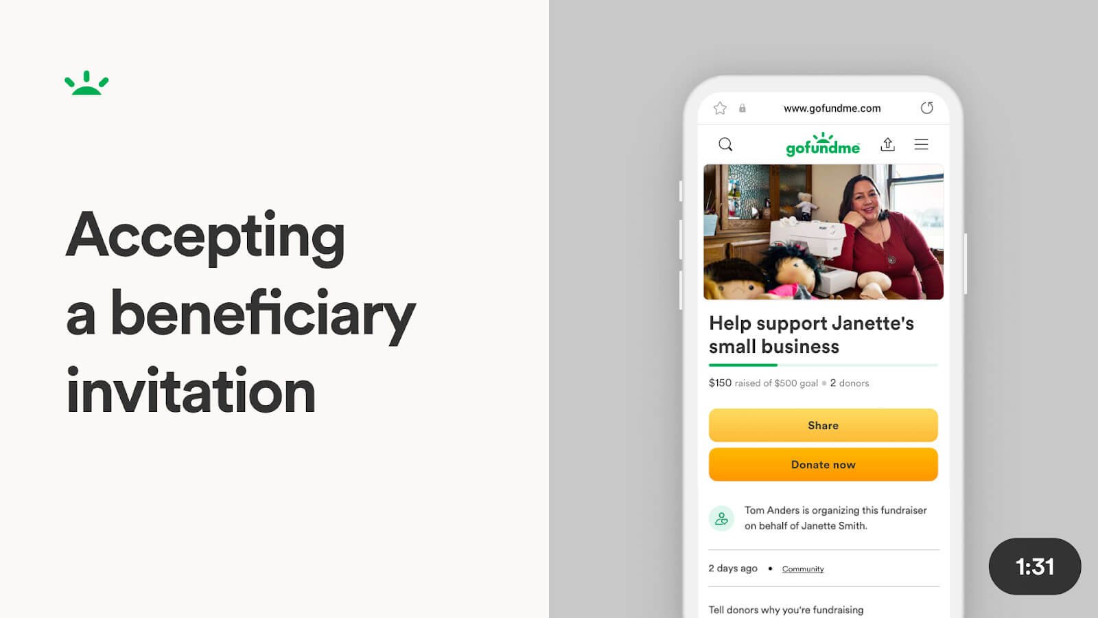 persona creando campana en gofundme online