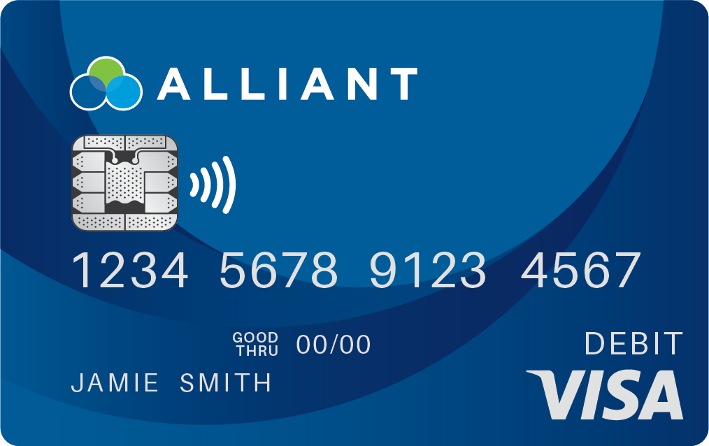 persona utilizando tarjeta de debito alliant credit union