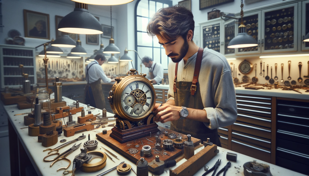 relojero reparando un reloj meticulosamente