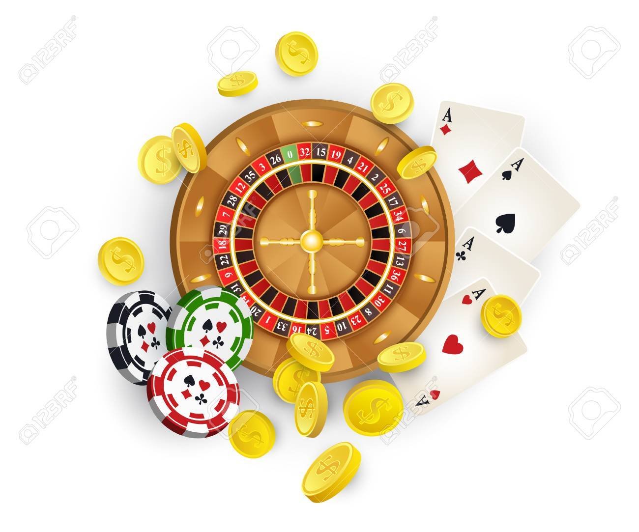 ruleta de casino con fichas de oro