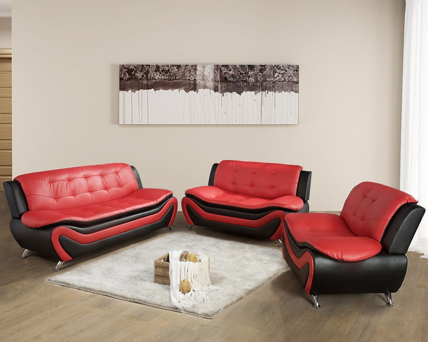 sofa de cuero en elegante sala de estar
