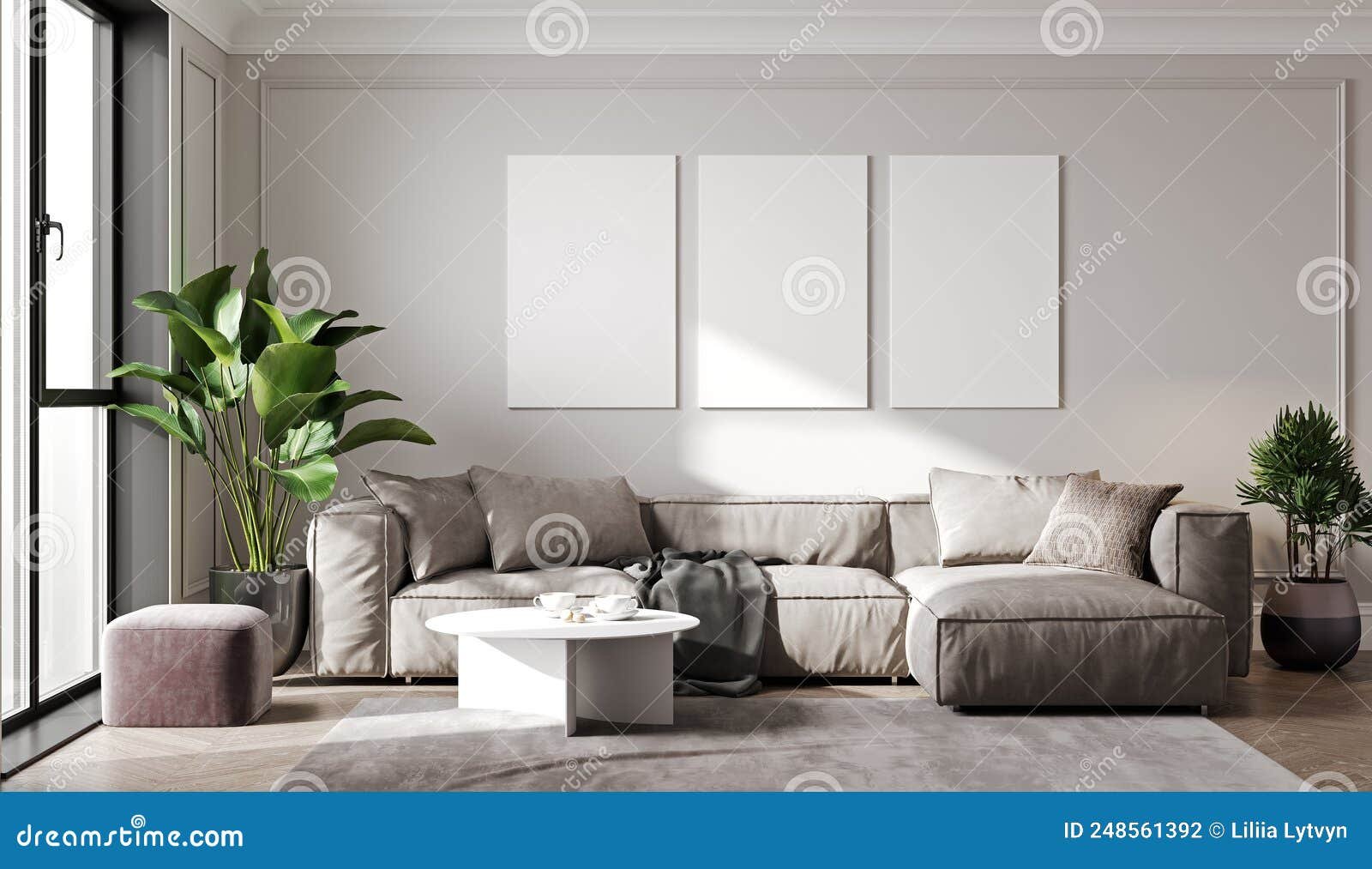 sofa elegante en una sala luminosa