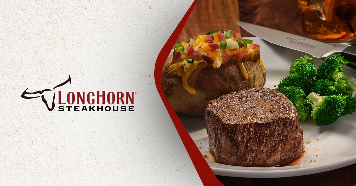 variedad de platos en menu de longhorn steakhouse